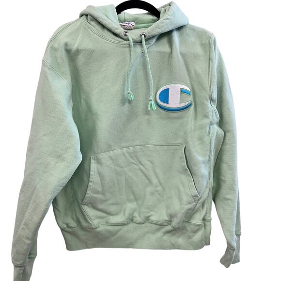 Champion men's size Medium reverse weave hoodie green sweatshirt kangaroo - Picture 1 of 9
